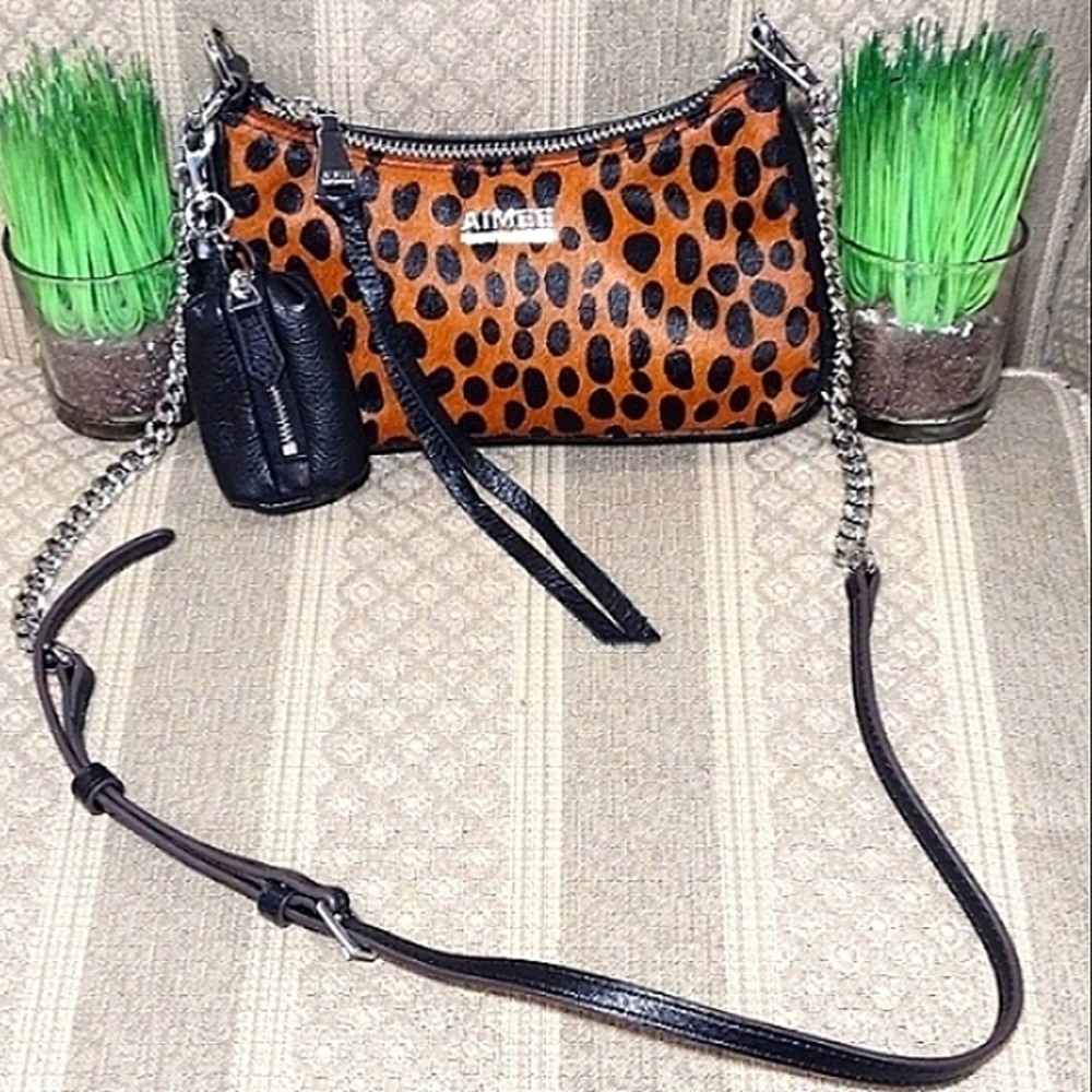 NWOT Aimee Kestenberg Billie Hair Calf Crossbody bag with Tech case